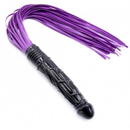 Фиолетовая БДСМ плеть с черным фаллосом 66 см
