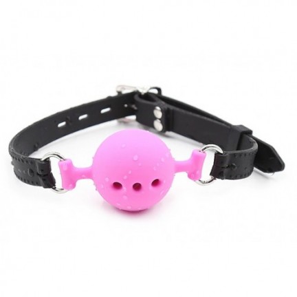 Дышащий кляп-шар из силикона Black-Pink M Дышащий кляп-шар из силикона Black-Pink M