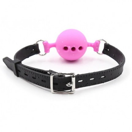 Дышащий кляп-шар из силикона Black-Pink M Дышащий кляп-шар из силикона Black-Pink M