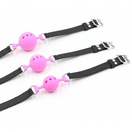 Дышащий кляп-шар из силикона Black-Pink M Дышащий кляп-шар из силикона Black-Pink M