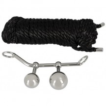 Набор для бондажа с металлическим аналлоком и веревкой Bondage Plugs With Rope