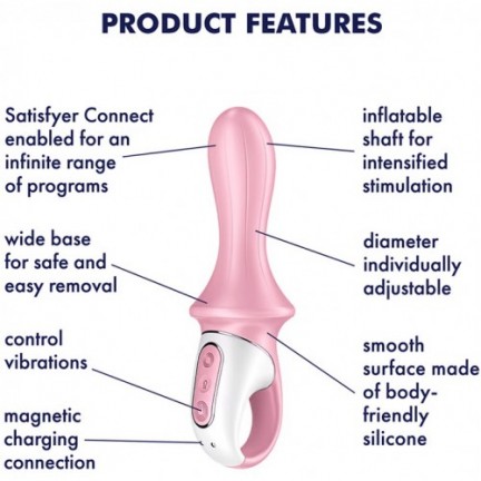 Расширяющийся анальный смарт-вибратор Satisfyer Air Pump Booty 5 розовый