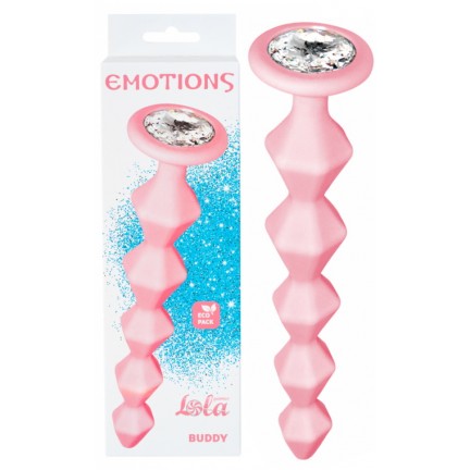 Анальная цепочка с кристаллом Emotions Buddy Pink