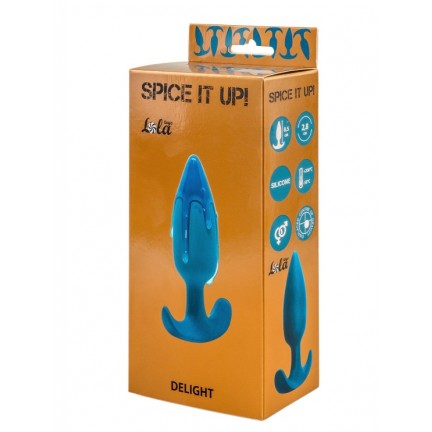 Анальная пробка со смещенным центром тяжести Spice it up Delight Aquamarine аквамаринового цвета