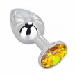 Металлическая анальная пробка с желтым камушком S