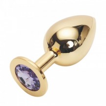 Стальная пробка Jewelry Plug Medium Gold нежно-фиолетовая