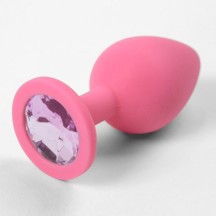 Розовая силиконовая пробка с нежно-фиолетовым стразом