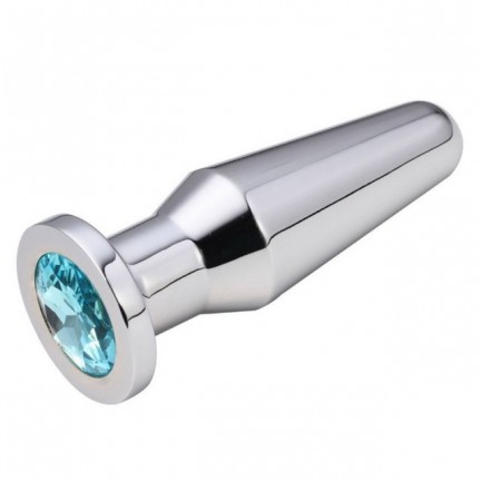 Конусная пробка с кристаллом Anal Plug Silver Light Blue L