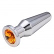 Конусная пробка с кристаллом Anal Plug Silver Orange L