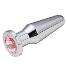 Конусная пробка с кристаллом Anal Plug Silver Pink L