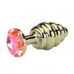 Анальная пробка Gold Small Plug рифленая светло-розовый