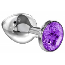Анальная пробка из алюминия с фиолетовым камушком