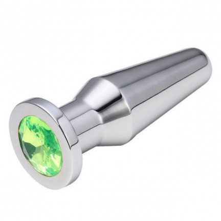 Конусная пробка с кристаллом Anal Plug Silver Lime L