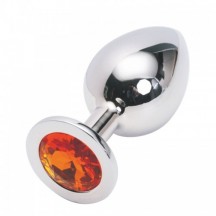 Большая анальная пробка Anal Jewelry Plug Silver Orange L