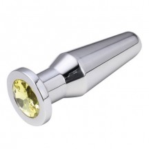 Конусная пробка с кристаллом Anal Plug Silver Yellow L