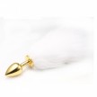 Анальная пробка с хвостиком Anal Plug White Tail Gold L