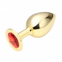 Стальная пробка Jewelry Plug Medium Gold рубиновая