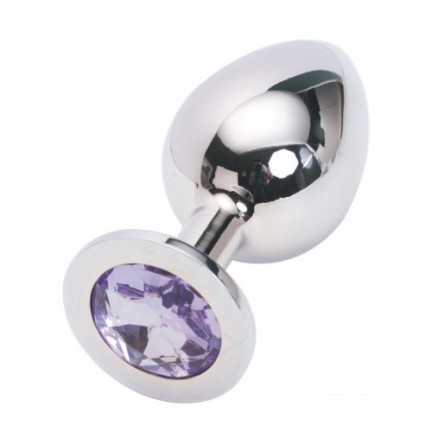 Большая анальная пробка Anal Jewelry Plug Silver Purple L