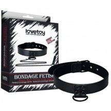 Ошейник с поводком на цепи Bondage Fetish Black Matt Collar With Leash