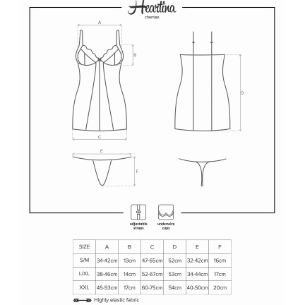 Соблазнительная сорочка и трусики-стринги Heartina L/XL
