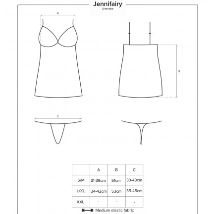 Нежный кружевная сорочка и трусики-стринги Jennifairy L/XL