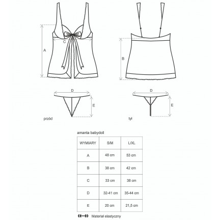 Романтичный беби-долл и трусики-стринги Amanta, S/M