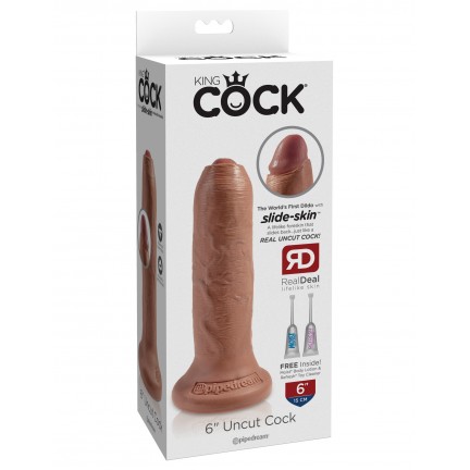 Необрезанный фаллоимитатор King Cock 6 in Uncut Tan