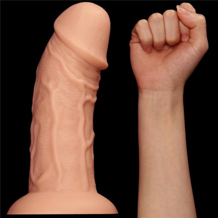 Большой изогнутый фаллос без мошонки на присоске Lovetoy Realistic Curved Dildo 26 см