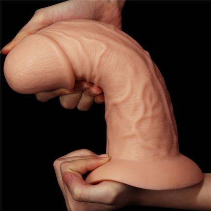 Большой изогнутый фаллос без мошонки на присоске Lovetoy Realistic Curved Dildo 26 см