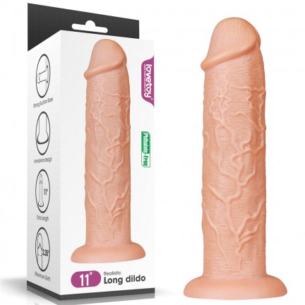 Большой фаллос без мошонки на присоске Lovetoy Realistic Long Dildo 28 см