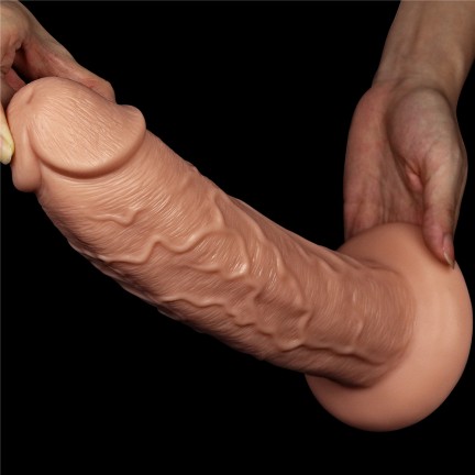 Большой фаллос без мошонки на присоске Lovetoy Realistic Long Dildo 28 см