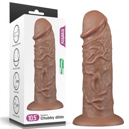 Большой фаллос-мулат без мошонки на присоске Lovetoy Realistic Chubby Dildo 26,6 см