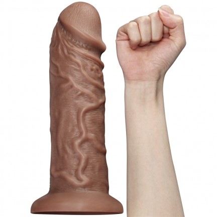 Большой фаллос-мулат без мошонки на присоске Lovetoy Realistic Chubby Dildo 26,6 см