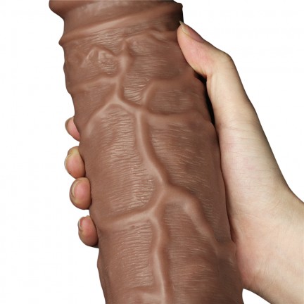 Большой фаллос-мулат без мошонки на присоске Lovetoy Realistic Chubby Dildo 26,6 см