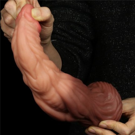 Фаллоимитатор с ярко выраженным рельефом и градиентом Lovetoy Silicone Cock 25 см