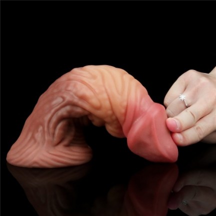 Широкий фаллос с ярко выраженным рельефом и большой головкой Lovetoy Silicone Cock 18 см