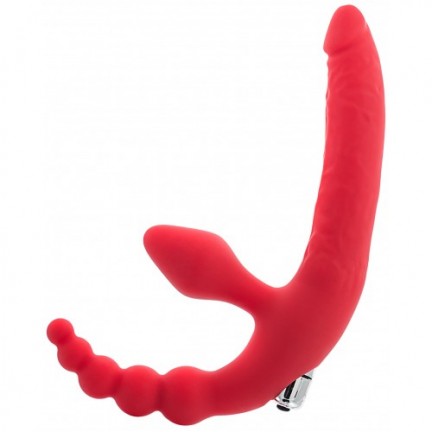 Безремневой вибрострапон Black and Red by Toyfa с анальным стимулятором красный