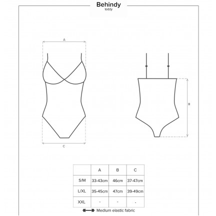 Соблазнительное кружевное боди с пикантным доступом Behindy S/M