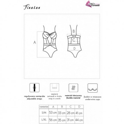 Соблазнительное боди в сеточку детализированное кружевом Finasan L/XL