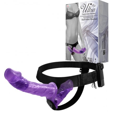 Двойной страпон с вибрацией Ultra Passionate Harness Violet