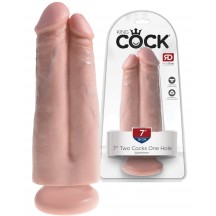 Двойной фаллос на присоске King Cock Two Cocks One Hole Light 20 см