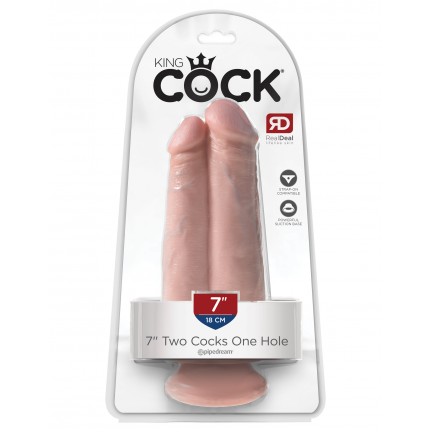 Двойной фаллос на присоске King Cock Two Cocks One Hole Light 20 см