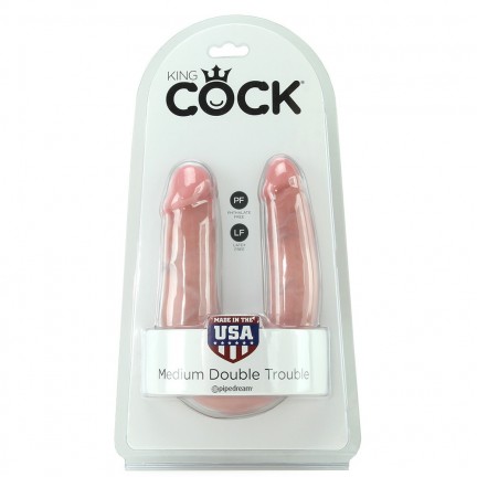 Двойной фаллоимитатор King Cock U-Shaped Medium Double Trouble Flesh