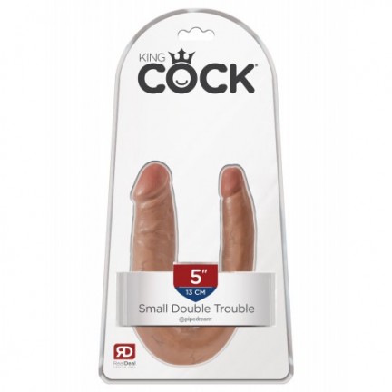 Двойной фаллос King Cock U-Shaped Small Double Trouble Tan