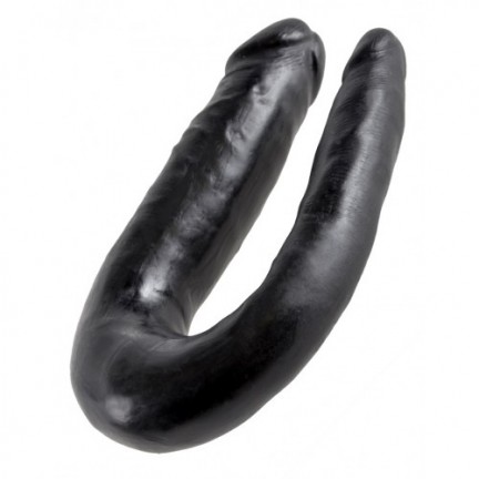 Двойной фаллос King Cock U-Shaped Small Double Trouble Black