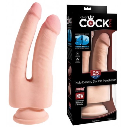 Двойной фаллос с присоской King Cock Triple Density Double Penetration 24 см