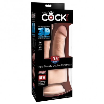 Двойной фаллос с присоской King Cock Triple Density Double Penetration 24 см