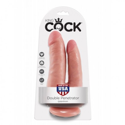 Двойной фаллоимитатор с присоской King Cock Double Penetrator Flesh