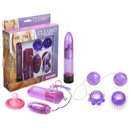 Набор из вибратора с шариками фиолетовый Clear Vibratorkit