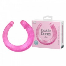 Розовый двухголовый фаллоимитатор Double Dones